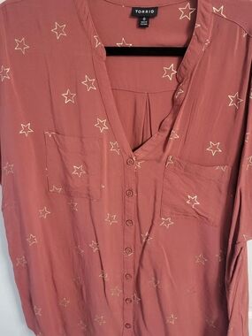 Torrid Terricotta Star Button-Up Blouse